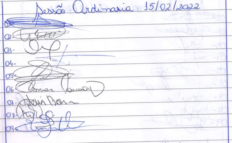 Lista de Presença dia 15 de fevereiro 